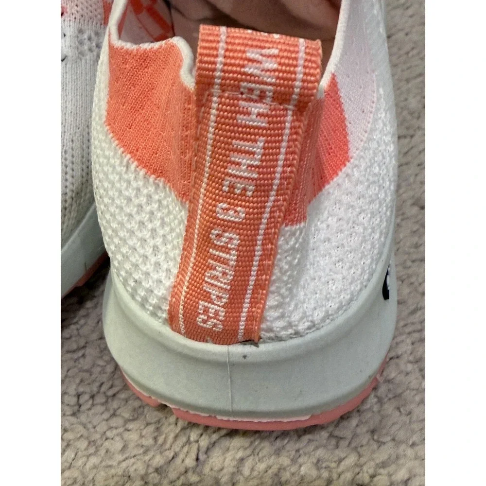 White Coral Orange Knit Walking Shoes Slip On Sneakers‎ EU 39 With The 3 Stripes